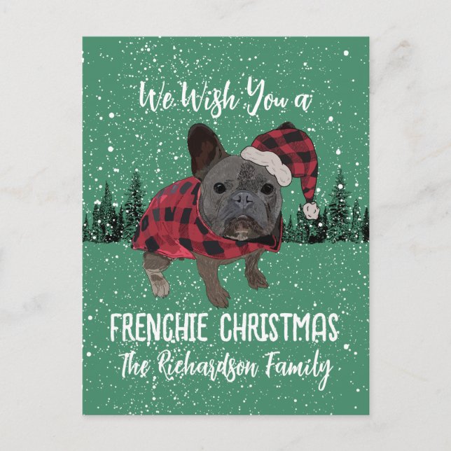 Carte Postale Bouledogue français Noël personnalisé Chien French (Devant)