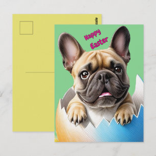 Carte Postale Bouledogue français oeuf de Pâques French Bulldog