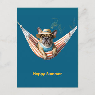 Carte Postale Bouledogue français Palme Plage Bouledogue Françai