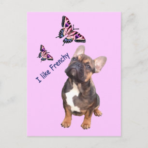 Carte Postale Bouledogue français Papillon  Bulldog