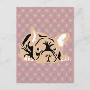 Carte Postale Bouledogue Français rose