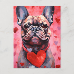 Carte Postale Bouledogue français Saint-Valentin