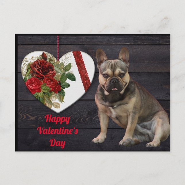 Carte Postale Bouledogue français Saint-Valentin Bouledogue fran (Devant)
