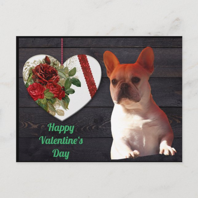 Carte Postale Bouledogue français Saint-Valentin Bouledogue fran (Devant)