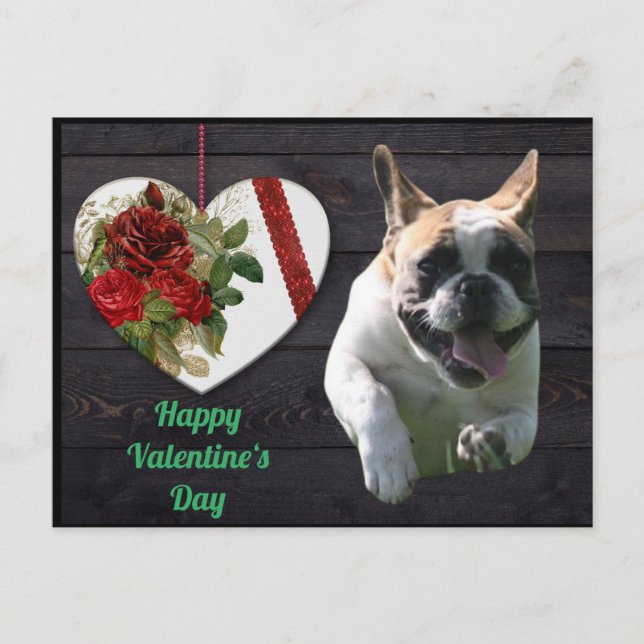 Carte Postale Bouledogue français Saint-Valentin Bouledogue fran (Devant)