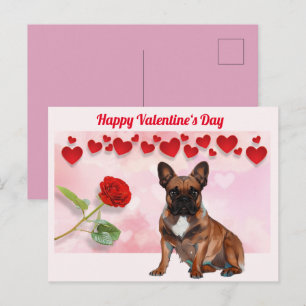 Carte Postale Bouledogue français Saint-Valentin French Bulldog