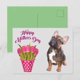 Carte Postale Bouledogue français Tulipes French Bulldog