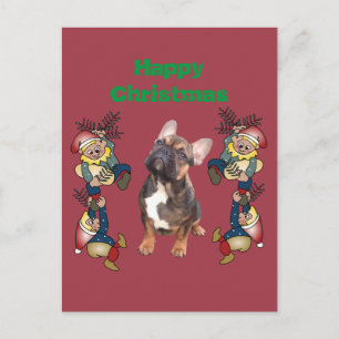 Carte Postale Bouledogues français Noël French Bulldog