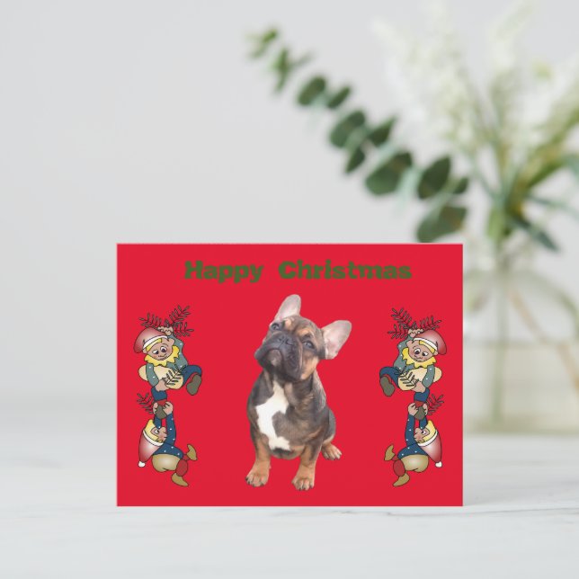 Carte Postale Bouledogues français Noël French Bulldog (Debout devant)
