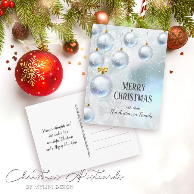 Carte Postale Boules Argentées Noël Hivernal Fête (Créateur téléchargé)