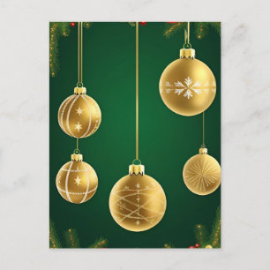 Carte Postale Boules de Noël dorées brillent ✨ Noël festif