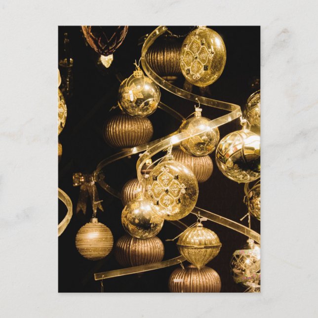 Carte Postale Boules dorées et motif spirale (Devant)