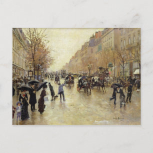 Carte Postale Boulevard Poissonnière dans la pluie, vers 1885