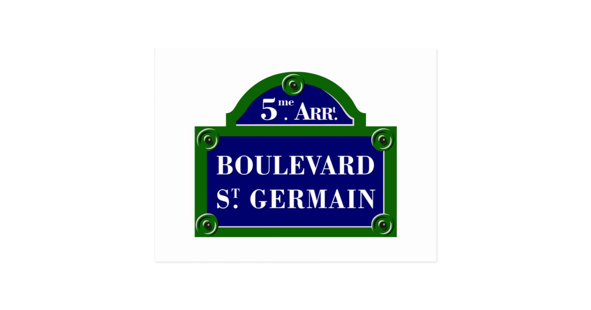 Carte Postale Boulevard SaintGermain, plaque de rue de Paris Zazzle.fr