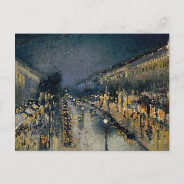Carte Postale Boulevarde Montmartre à la nuit ~ Camille Pissarro (Devant)