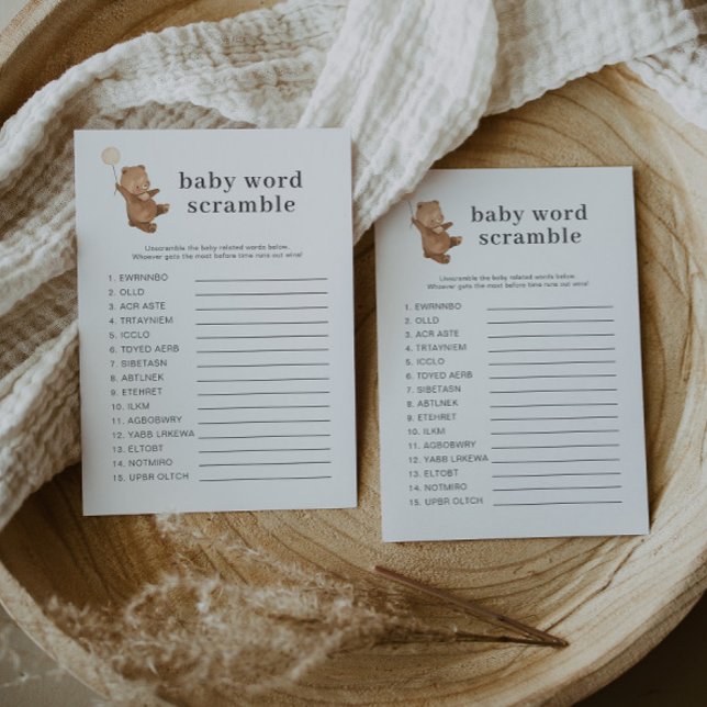 Carte Postale Boulon à crème d'ours - Bébé Word Scramble Jeu (Créateur téléchargé)