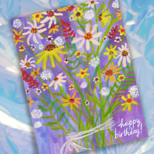 Carte Postale Bouquet coloré Daisy Joyeux anniversaire