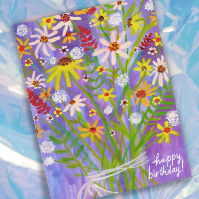 Carte Postale Bouquet coloré Daisy Joyeux anniversaire (Créateur téléchargé)