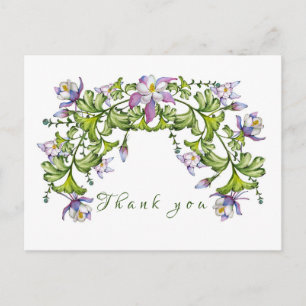 Carte Postale Bouquet coloré d'aquarelle de columbine et vert