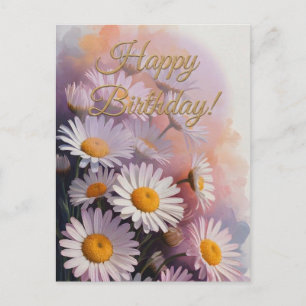 Carte Postale Bouquet d'anniversaire Golden Script Birthday Dais
