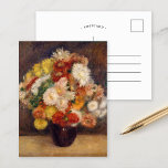 Carte Postale Bouquet de chrysanthèmes | Renoir<br><div class="desc">Bouquet De Chrysanthèmes (1881) | Oeuvre originale de l'artiste impressionniste français Pierre-Auguste Renoir (1841-1919). Le tableau dépeint une abstraite impressionniste encore vie de fleurs dans des couleurs terreuses d'automne rouge,  orange,  jaune et marron. Cliquez sur Customiser pour ajouter votre propre texte ou personnaliser le design.</div>