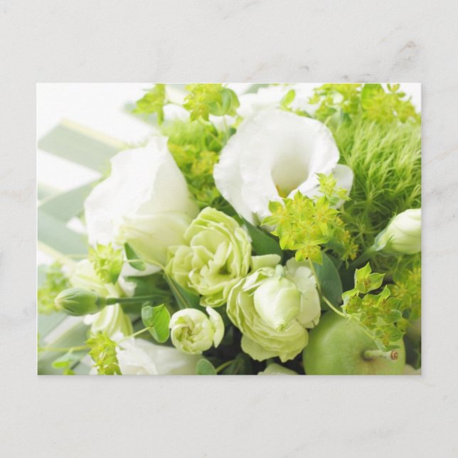 Carte Postale Bouquet de différentes fleurs blanches de saison (Devant)