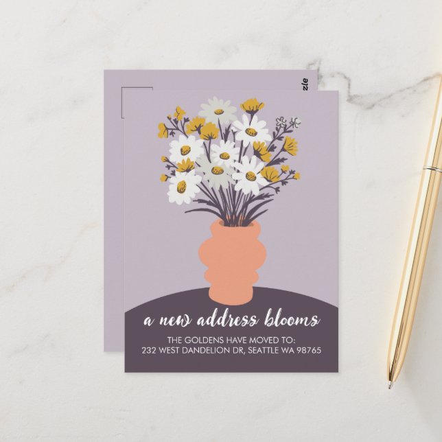 Carte Postale Bouquet de Faire-part mobiles de nouvelles adresse (Devant/Arrière en situation)