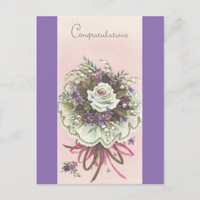 Carte Postale Bouquet de félicitations vintages (Devant)