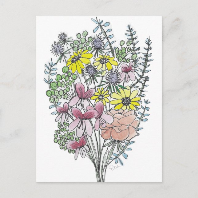 Carte Postale Bouquet de fleurs (Devant)