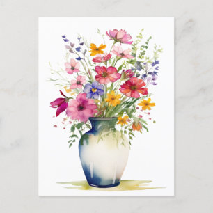 Carte Postale Bouquet de fleurs à l'aquarelle