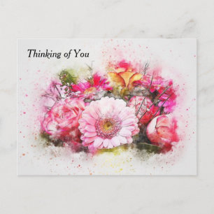 Carte Postale Bouquet de fleurs à l'aquarelle