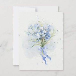 Carte Postale Bouquet de fleurs bleues aquarelle