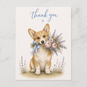 Carte Postale Bouquet de fleurs de Pembroke Welsh Corgi pour un