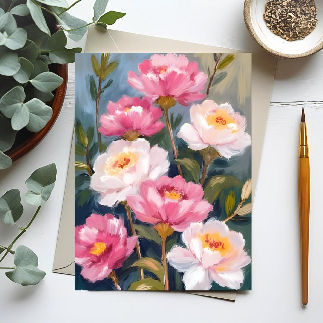 Carte Postale Bouquet de fleurs de pivoines roses (Créateur téléchargé)