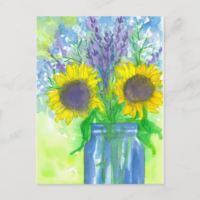 Carte Postale Bouquet de fleurs de soleil (Devant)