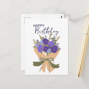 Carte Postale Bouquet de fleurs de violettes violettes, fleur de