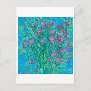 Carte Postale Bouquet de fleurs d'été fleur sauvage peinture flo
