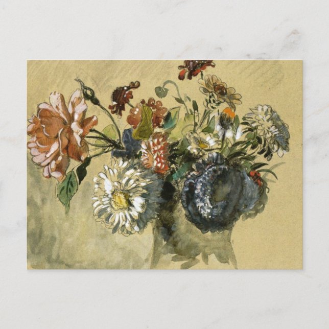 Carte postale Bouquet de fleurs d'Eugène Delacroix (Devant)