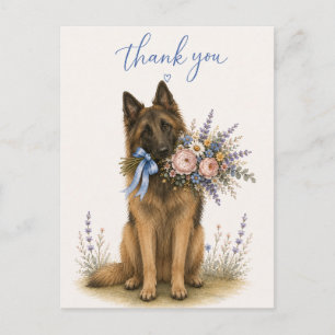 Carte Postale Bouquet de fleurs du Tervuren belge Merci