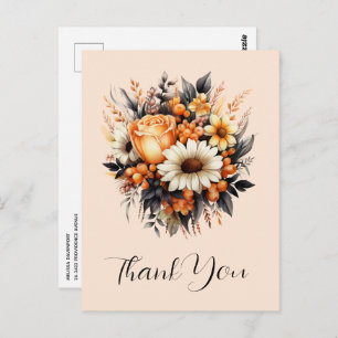 Carte Postale Bouquet de fleurs gris orange