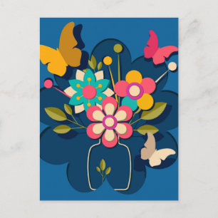 Carte Postale Bouquet de fleurs modernes jolies colorées sur fon