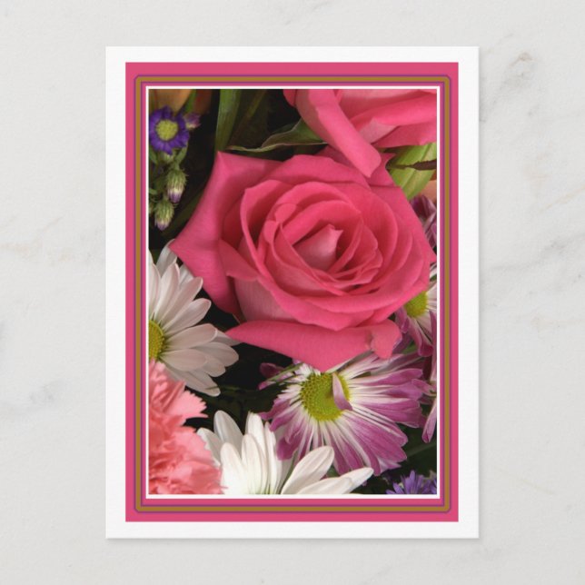 Carte Postale Bouquet de fleurs rose (Devant)
