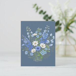 Carte Postale Bouquet de fleurs sauvages bleues - Illustration b