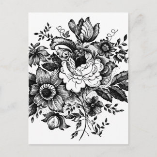 Carte Postale Bouquet de fleurs Silhouette