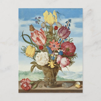 Carte Postale Bouquet de fleurs sur une haie