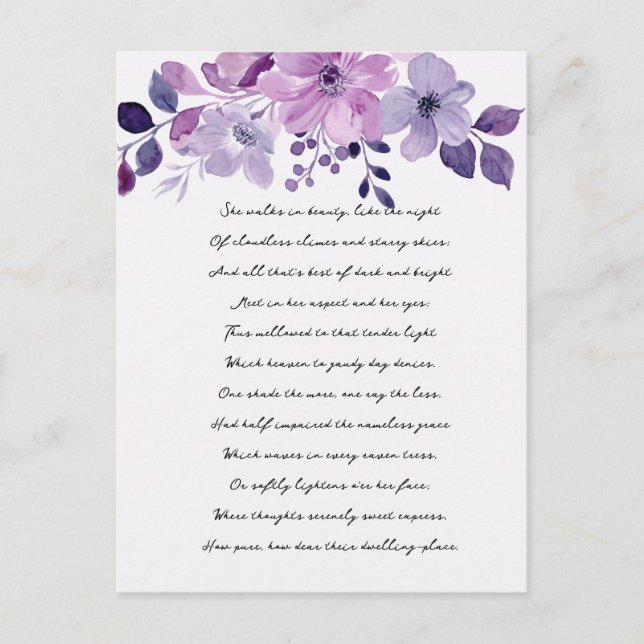 Carte Postale Bouquet de fleurs violettes à l'aquarelle  (Devant)