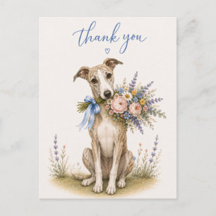 Carte Postale Bouquet de fleurs Whippet Merci