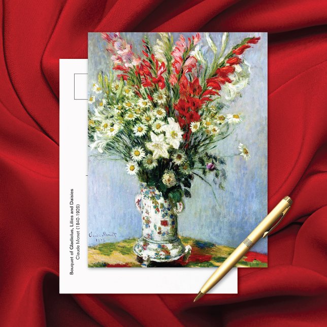 Carte Postale Bouquet de Gladiolus Lilies Daisies Claude Monet (Créateur téléchargé)