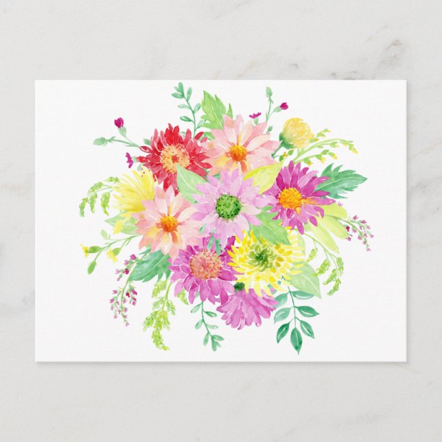 Carte Postale Bouquet de marguerite aquarelle (Devant)