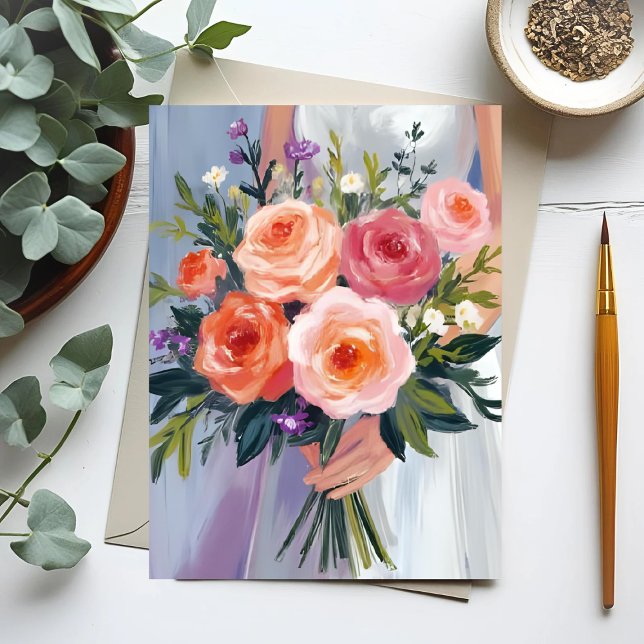 Carte Postale Bouquet de mariée aux fleurs sauvages | Mariage fl (Créateur téléchargé)